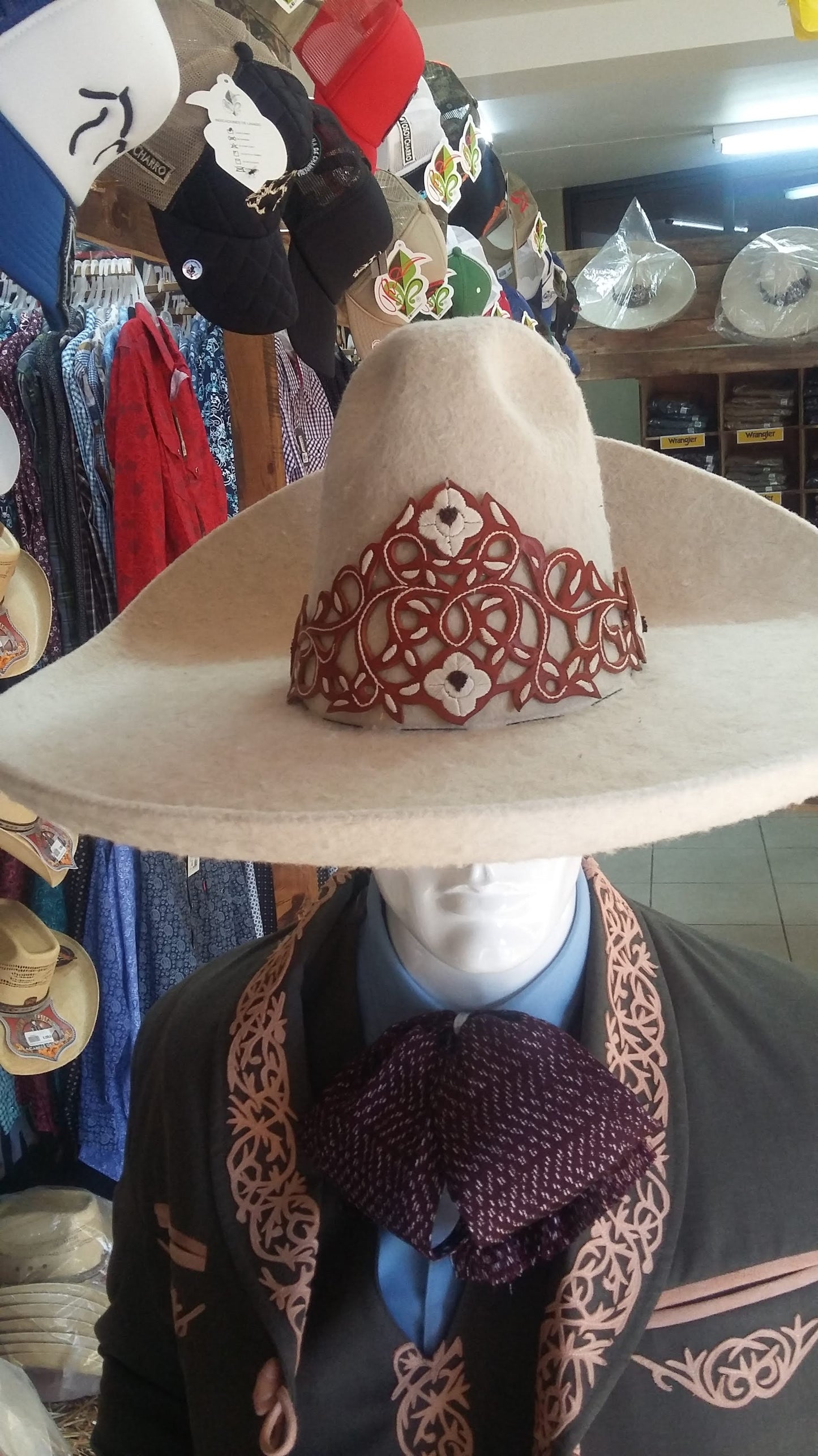 Sombrero Charro Fino En Lana, Toquilla Calada En Pita.