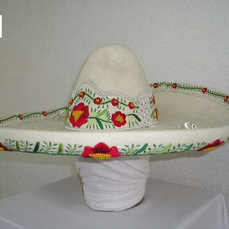 Sombrero Charro Fino En Lana, Toquilla & Ribete Bordado Hilo.