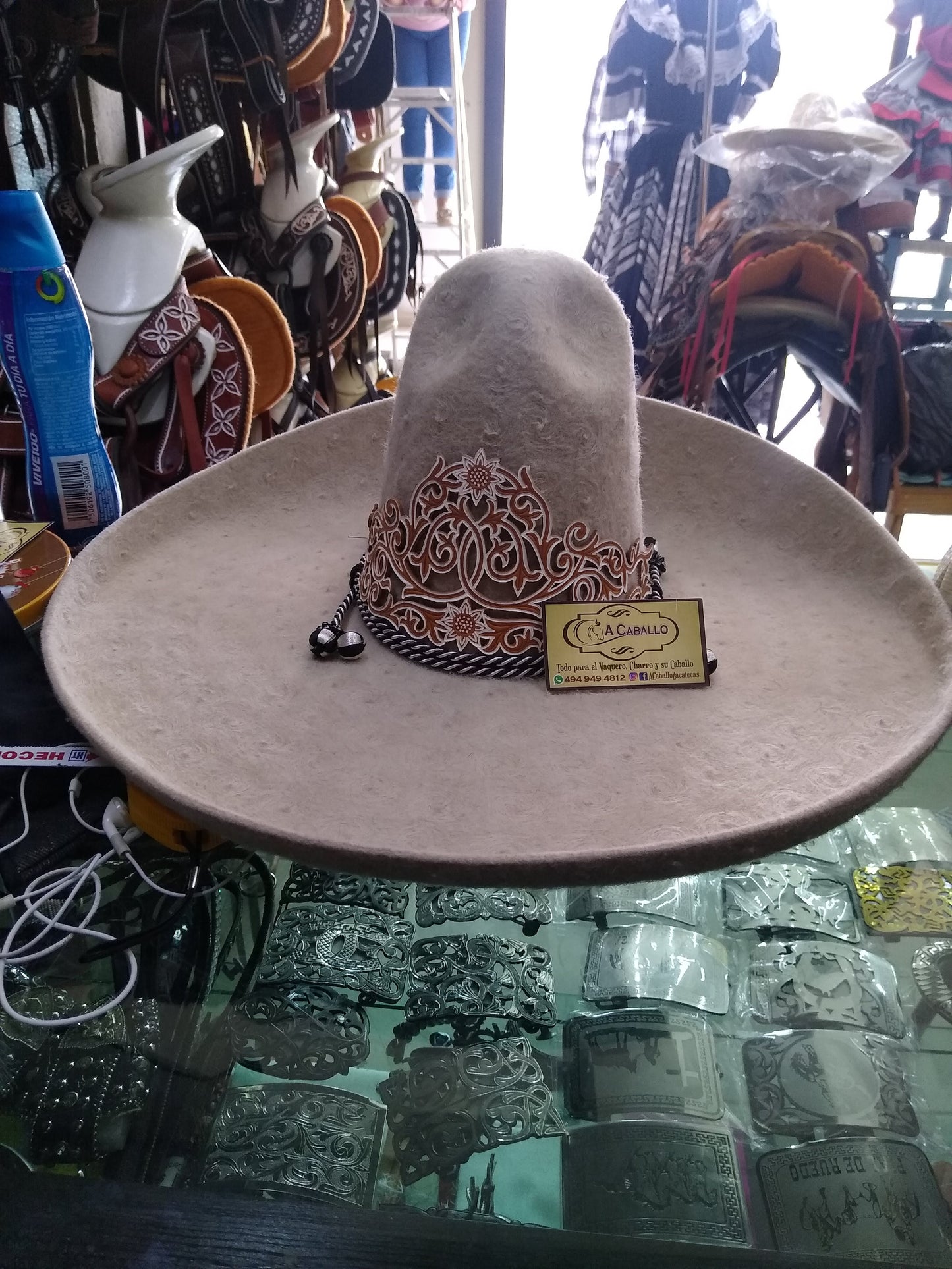 Sombrero Charro Fino En Lana, Toquilla Calada Fina & Cordon.