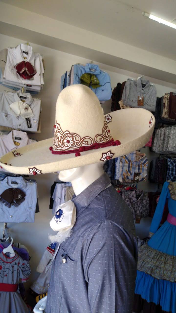 Sombrero Charro Lana Toquilla Calada Fina & Medio Ribete en Espejo.