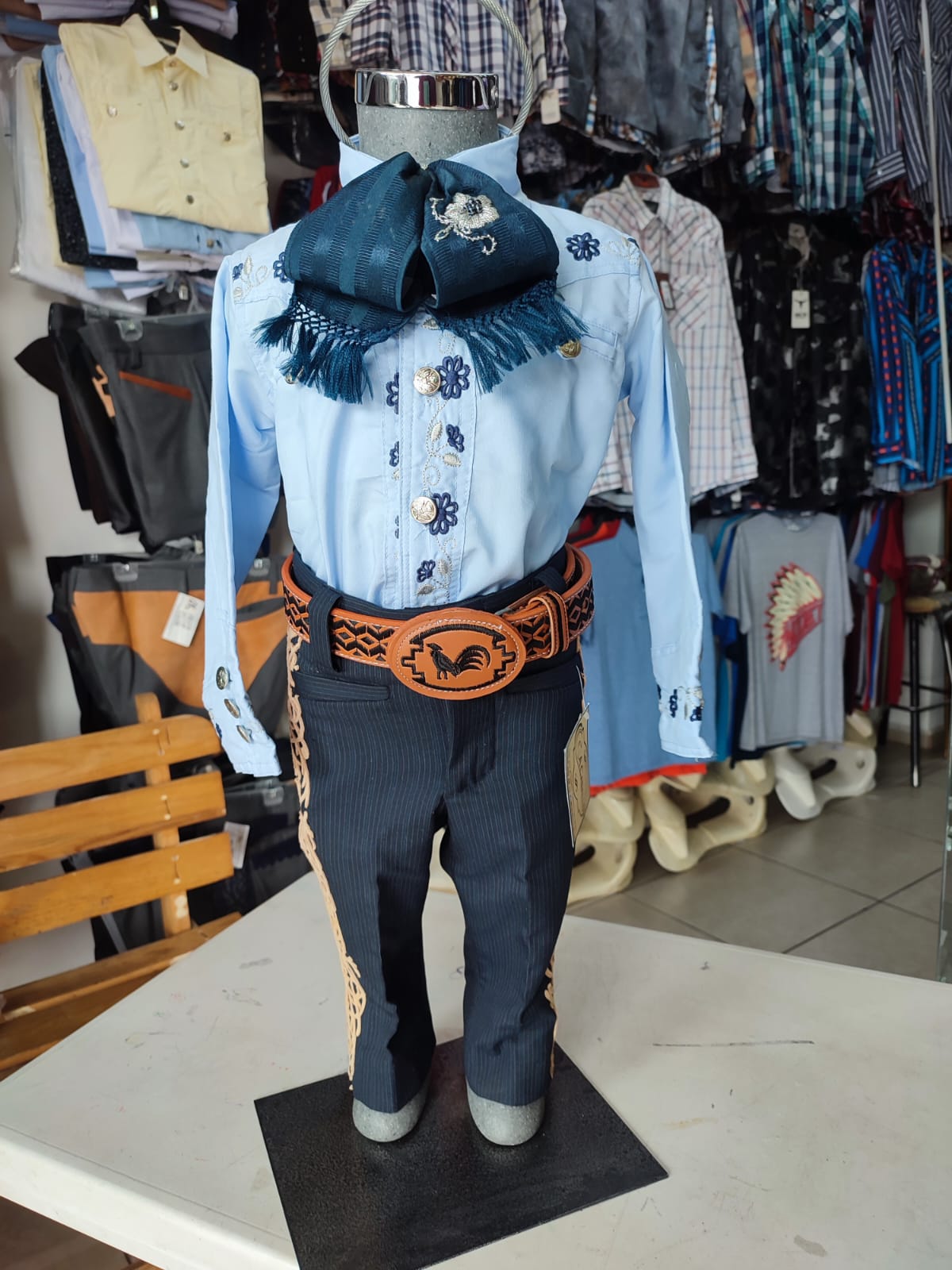 Camisa Charra Fina Bordada Niño.