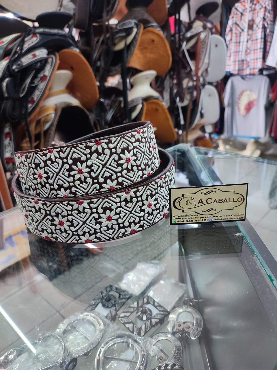 Cinto Piteado Extra Fino, Corazones & Churros en Rojo.