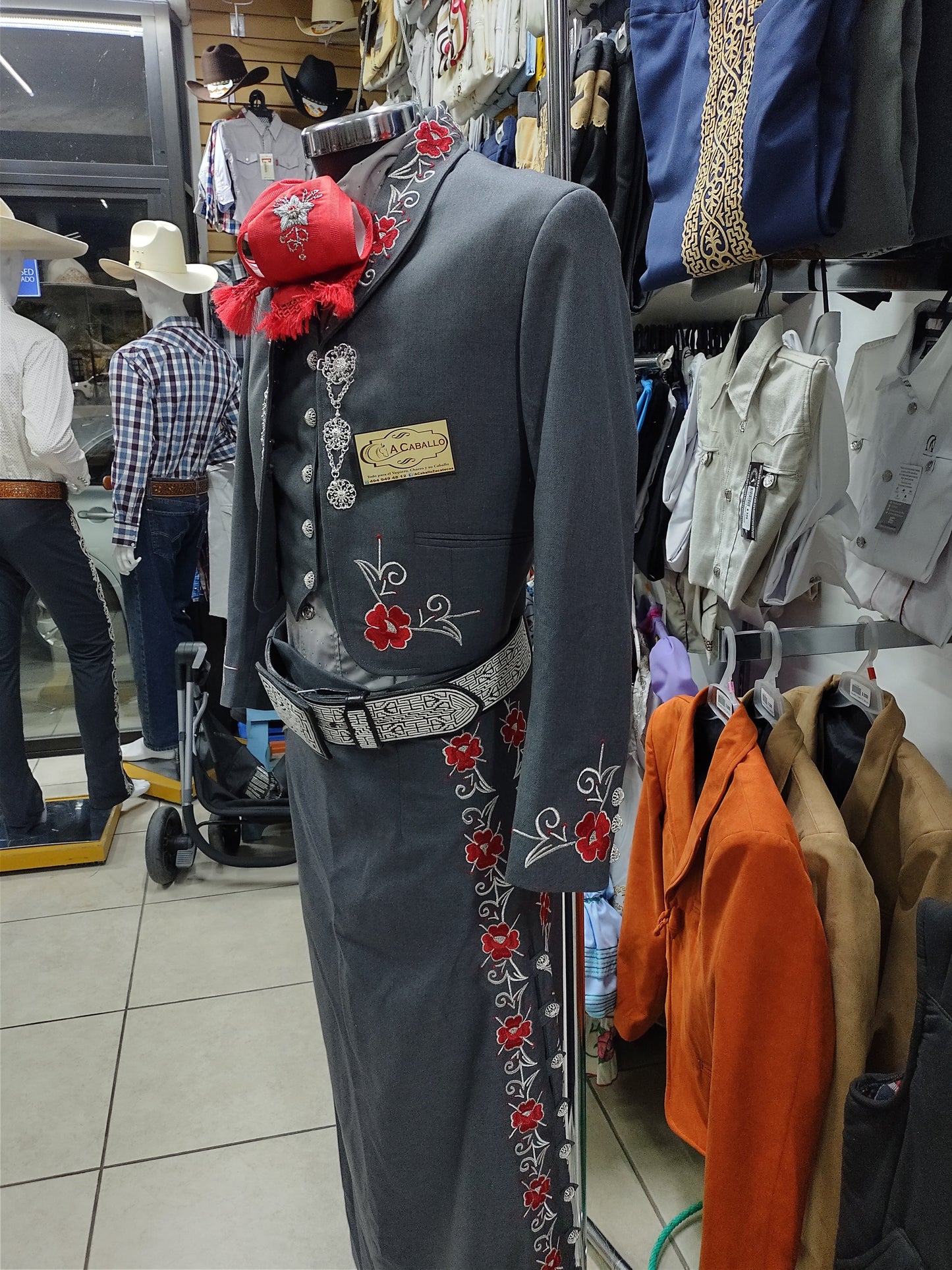 Traje Charro 3 Piezas Dama, Bordado en Hilo Metalico, Media Gala