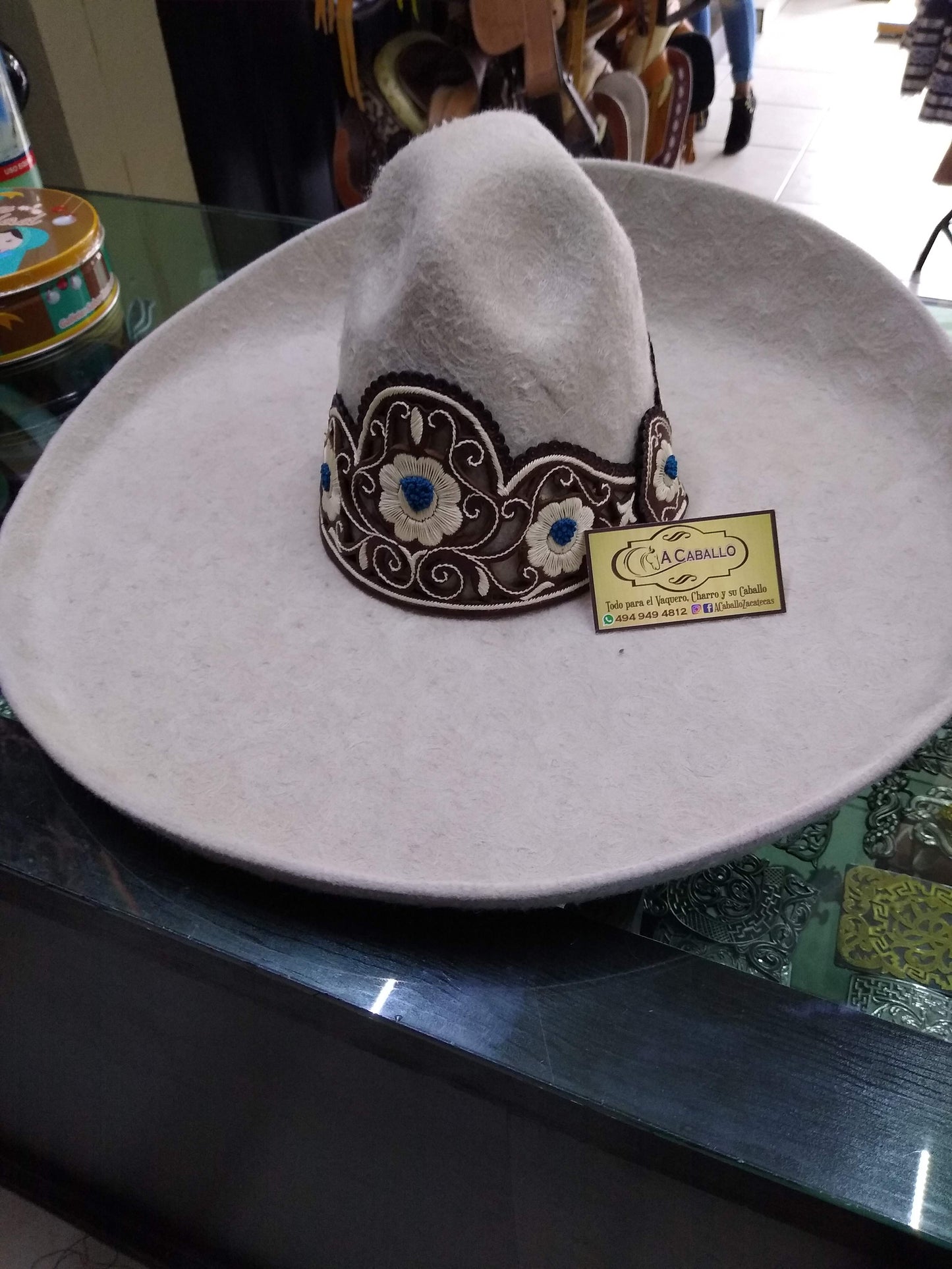 Sombrero Charro Fino En Lana, Toquilla en Pita.